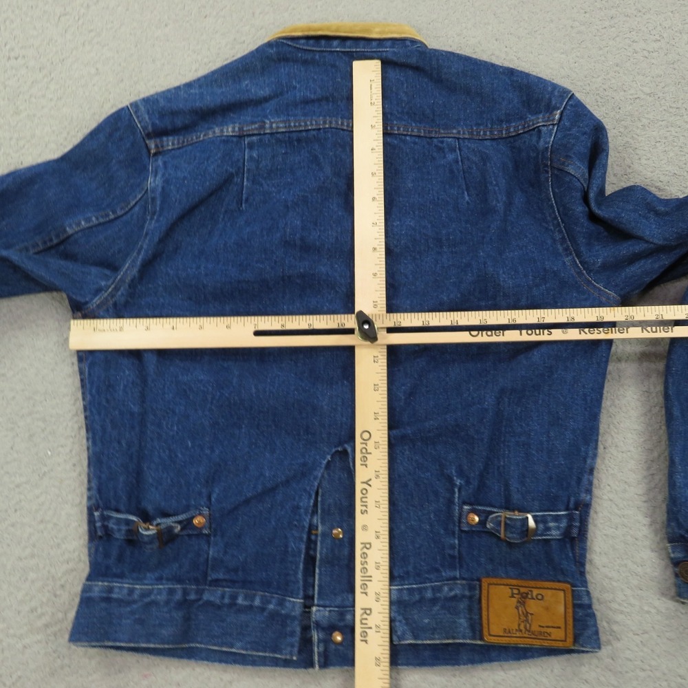 Polo Ralph Lauren Jacket Mens Small Indigo Western Corduroy Collar USA 80s Denim - Picture 14 of 16